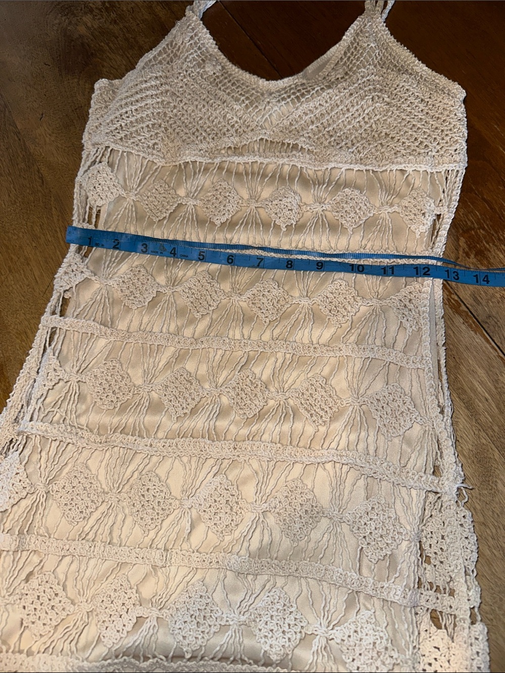 Rebellion Cream Crochet Midi Dress with V-Neck - Picture 6 of 10